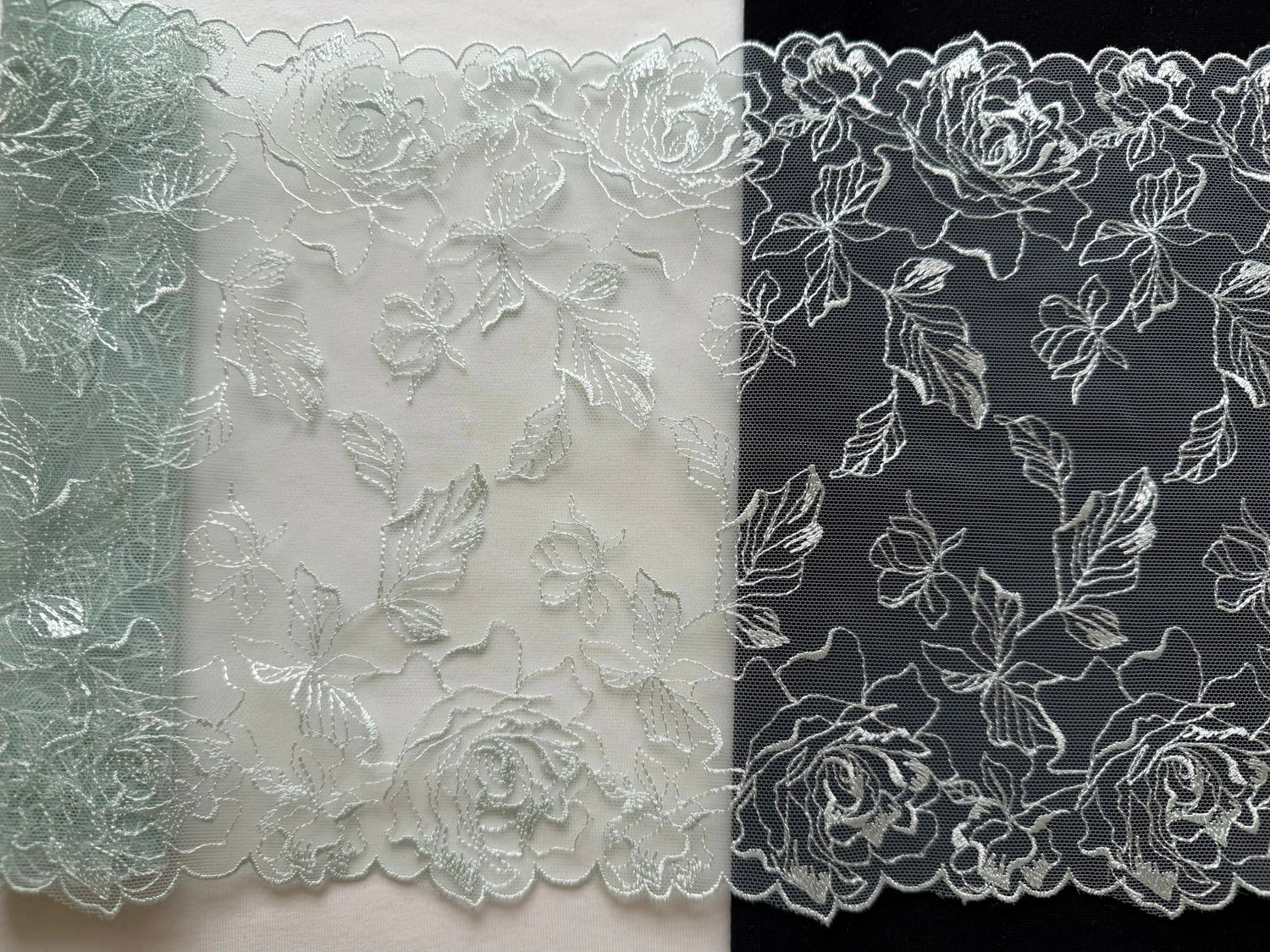 Embroidered mesh lace AL-697 smoky menthol