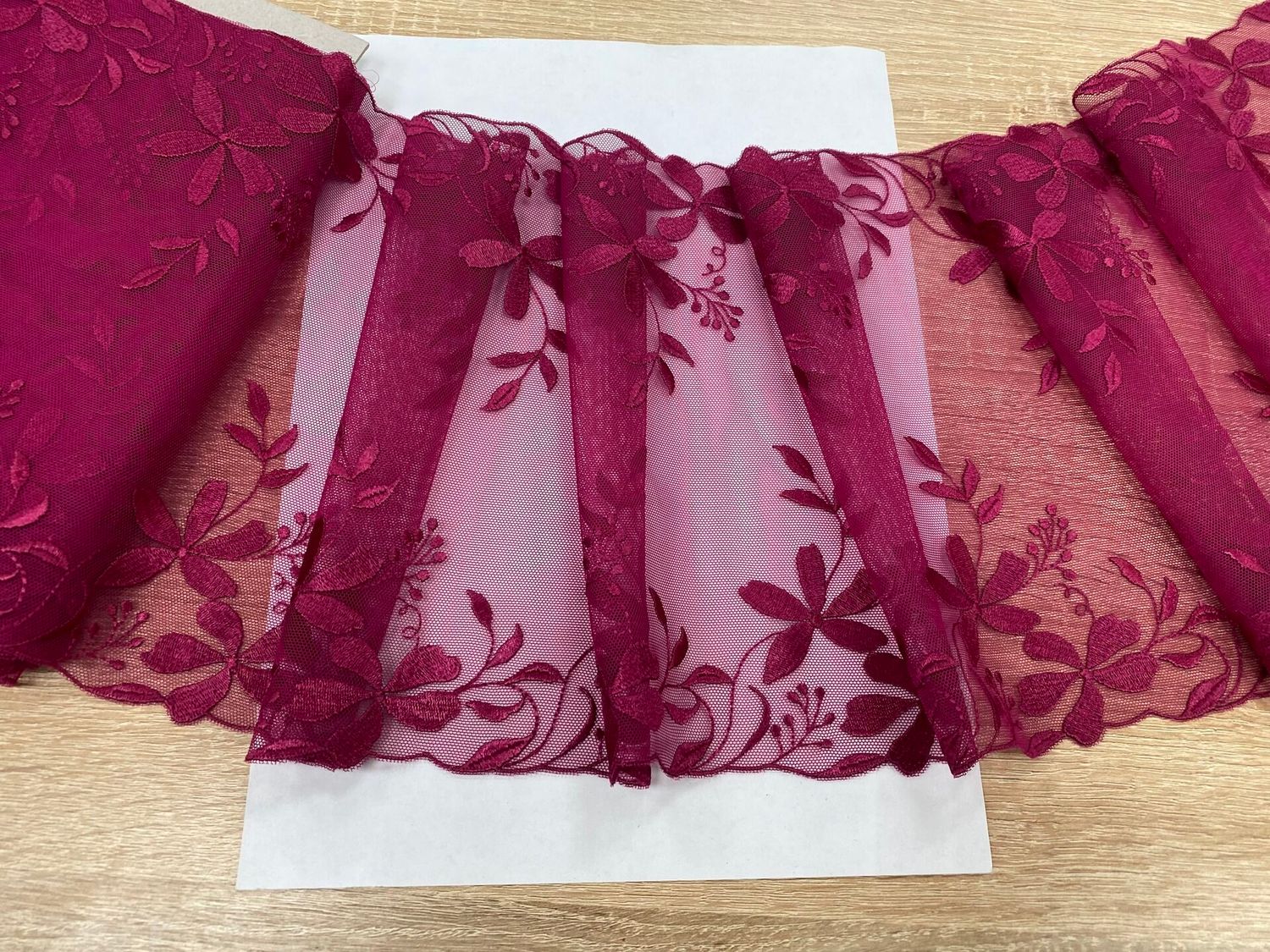 Embroidered mesh lace EM-436 berry (FB)