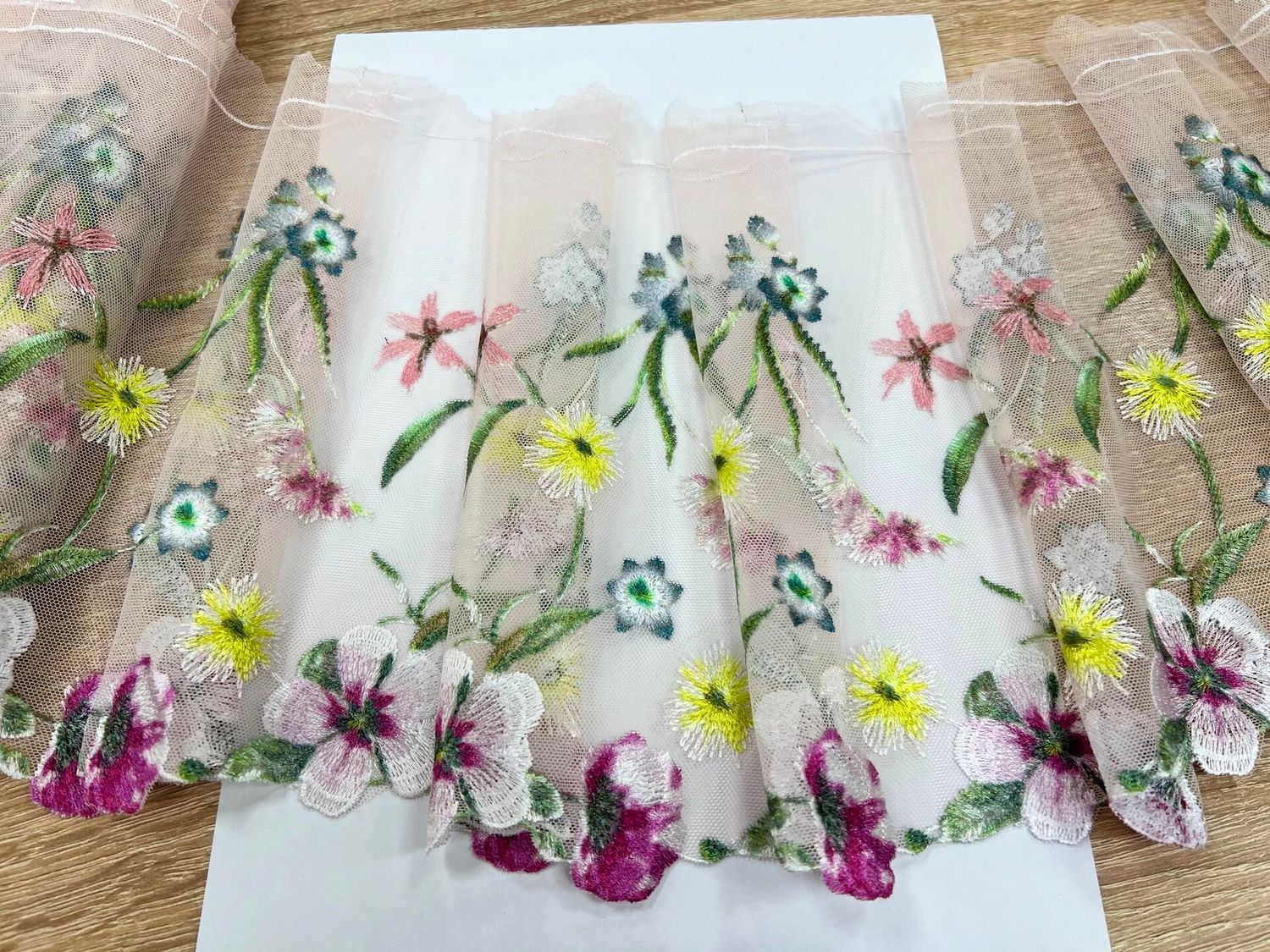 Embroidered mesh lace Jet-123 peony/multicolor