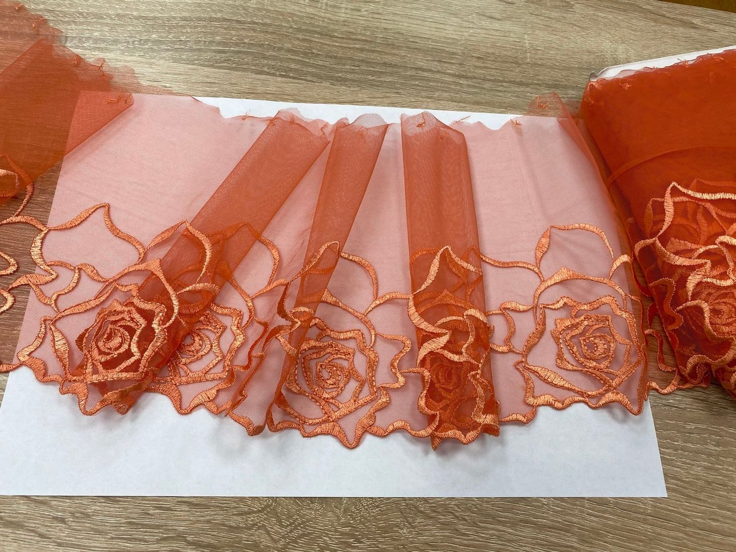 Embroidered mesh lace JN-1148 carrot