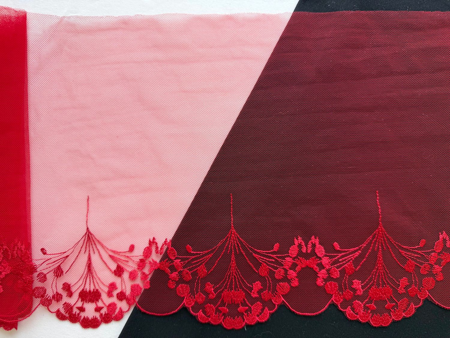 Embroidered mesh lace IM-482 red