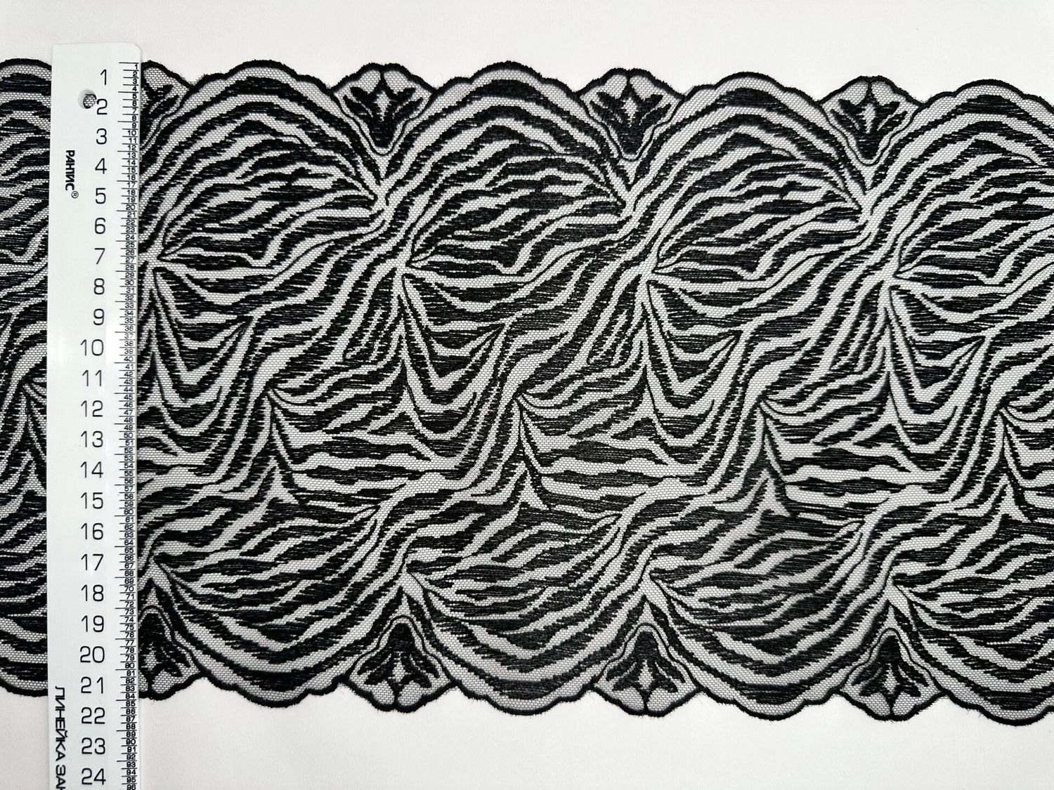 Embroidered mesh lace IM-500 black zebra
