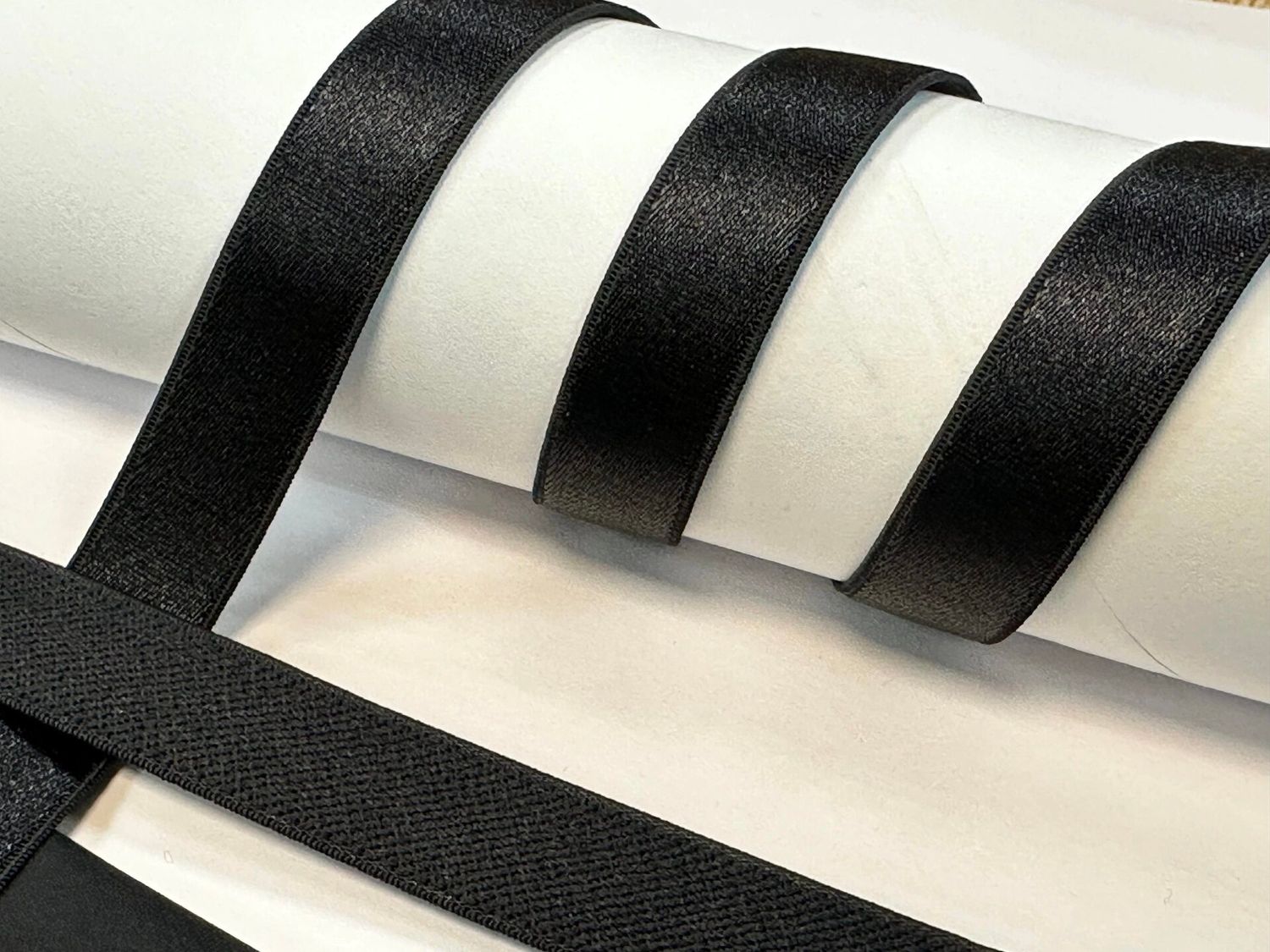 bra strap elastic glossy black 50 meters