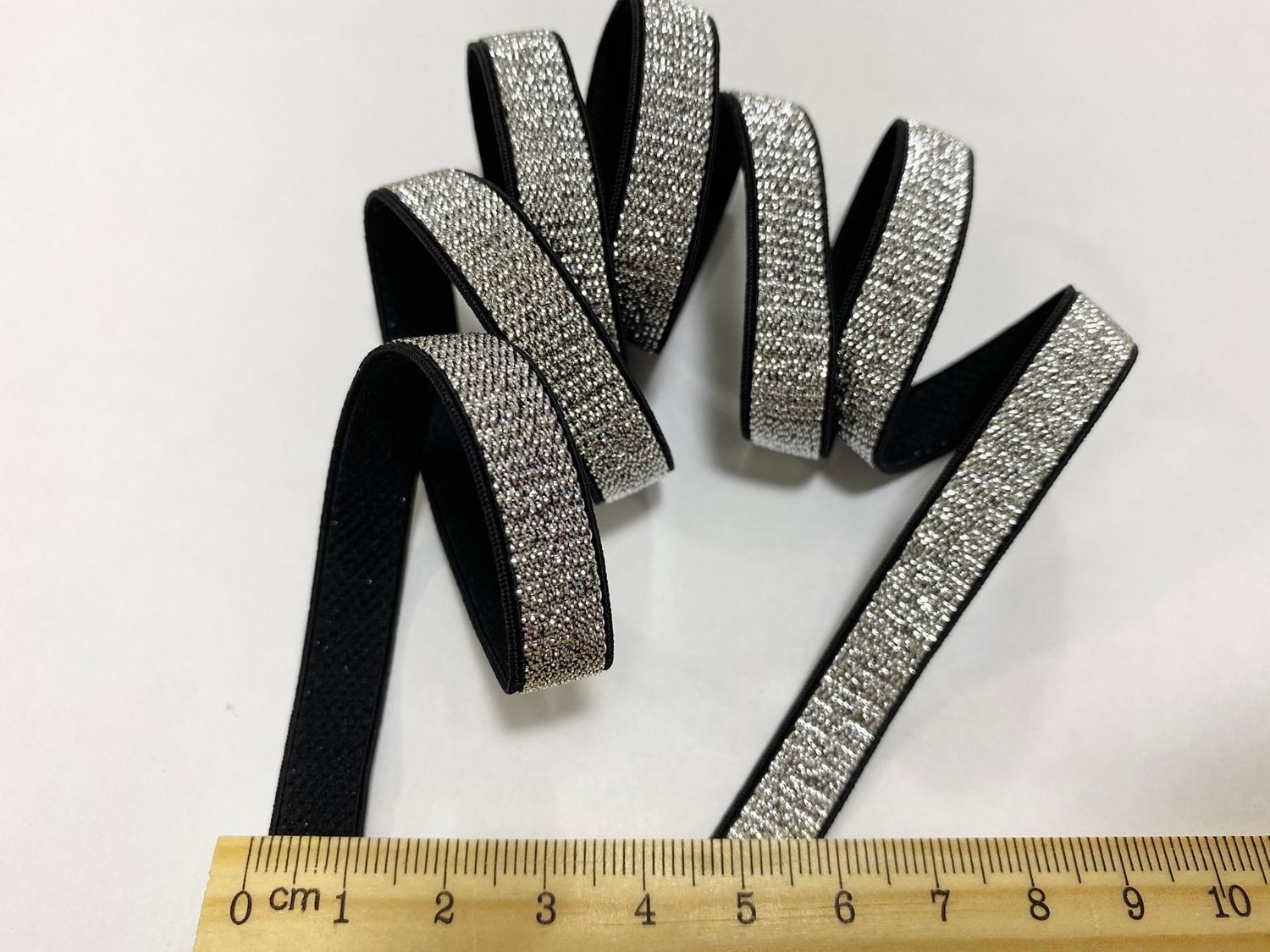 bra strap elastic black/silver 50 meters