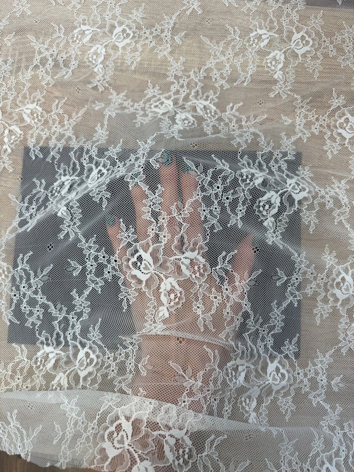Ecru Stretch Guipure Lace Fabric 1meter