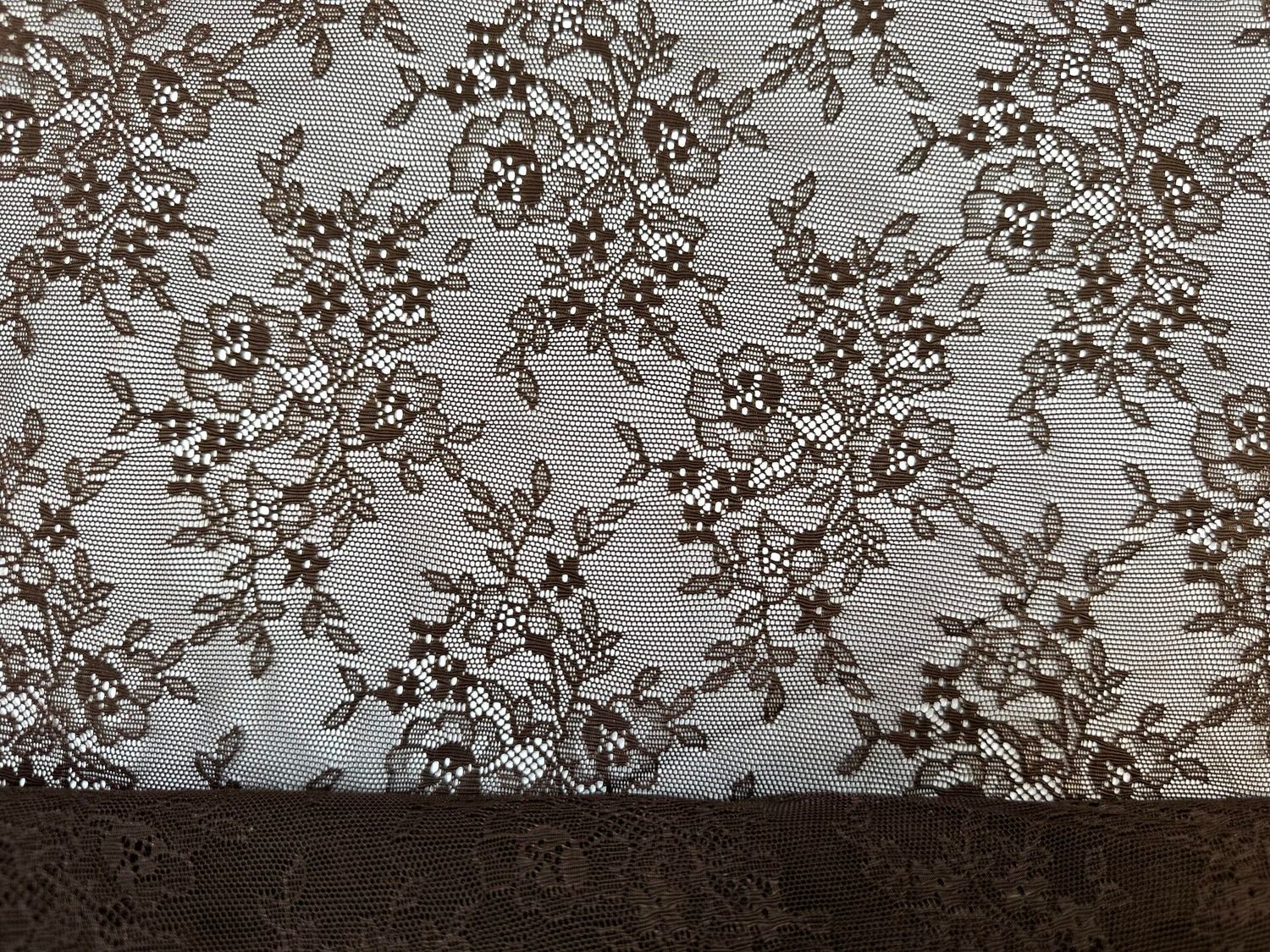 Chocolate Stretch Guipure Lace Fabric 1meter