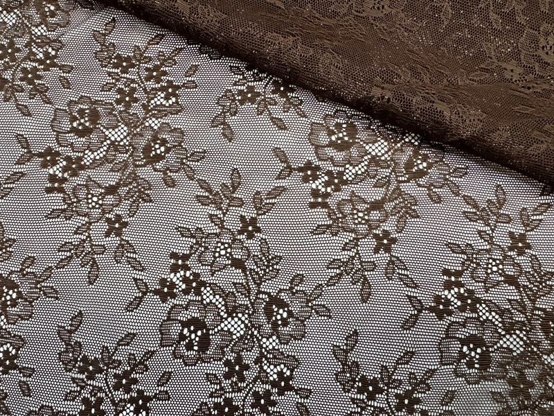 Chocolate Stretch Guipure Lace Fabric 1meter