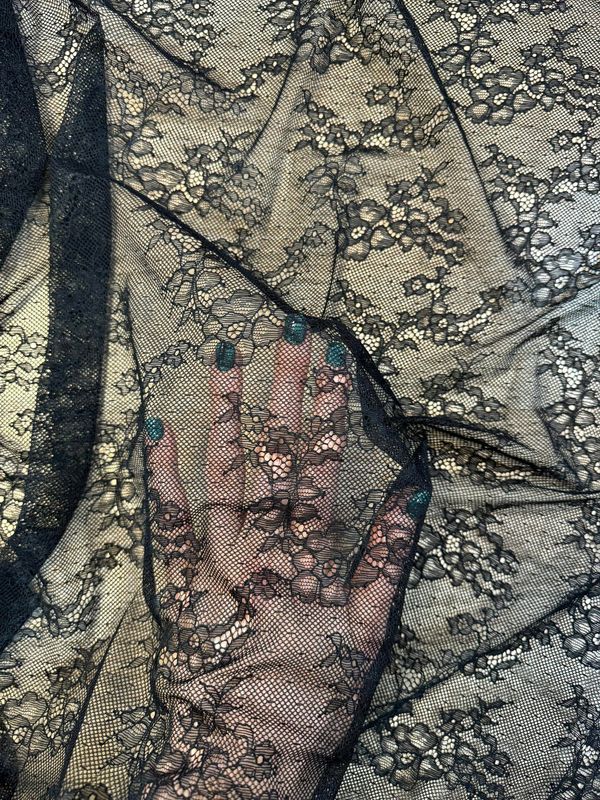 Black Stretch Guipure Lace Fabric 1meter