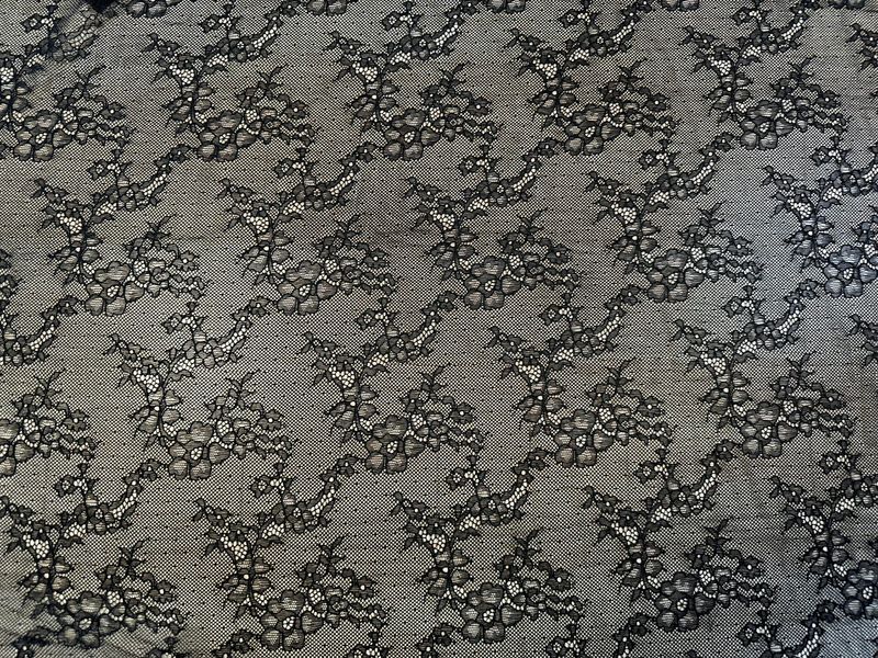 Black Stretch Guipure Lace Fabric 1meter