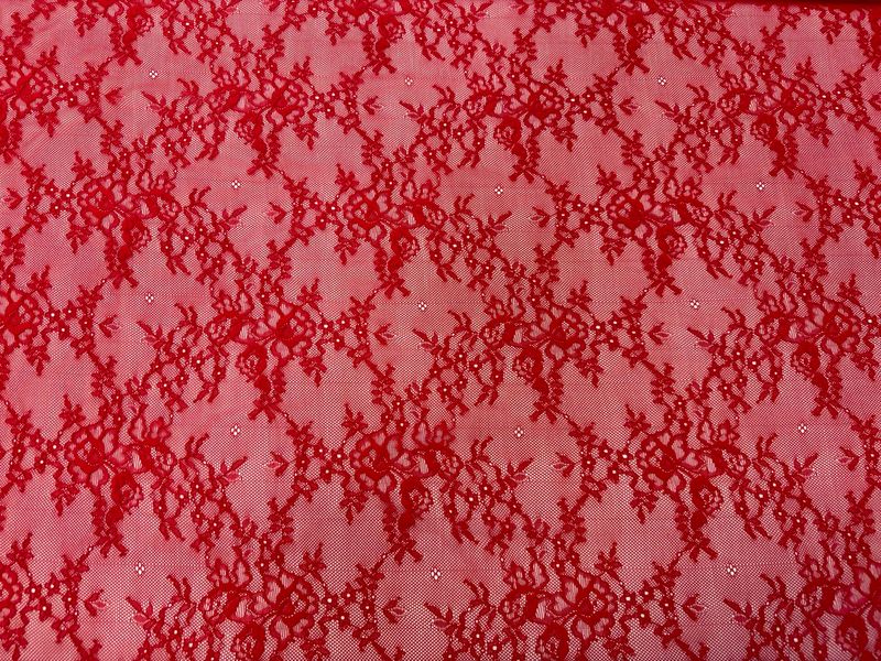 Red Stretch Guipure Lace Fabric 1meter