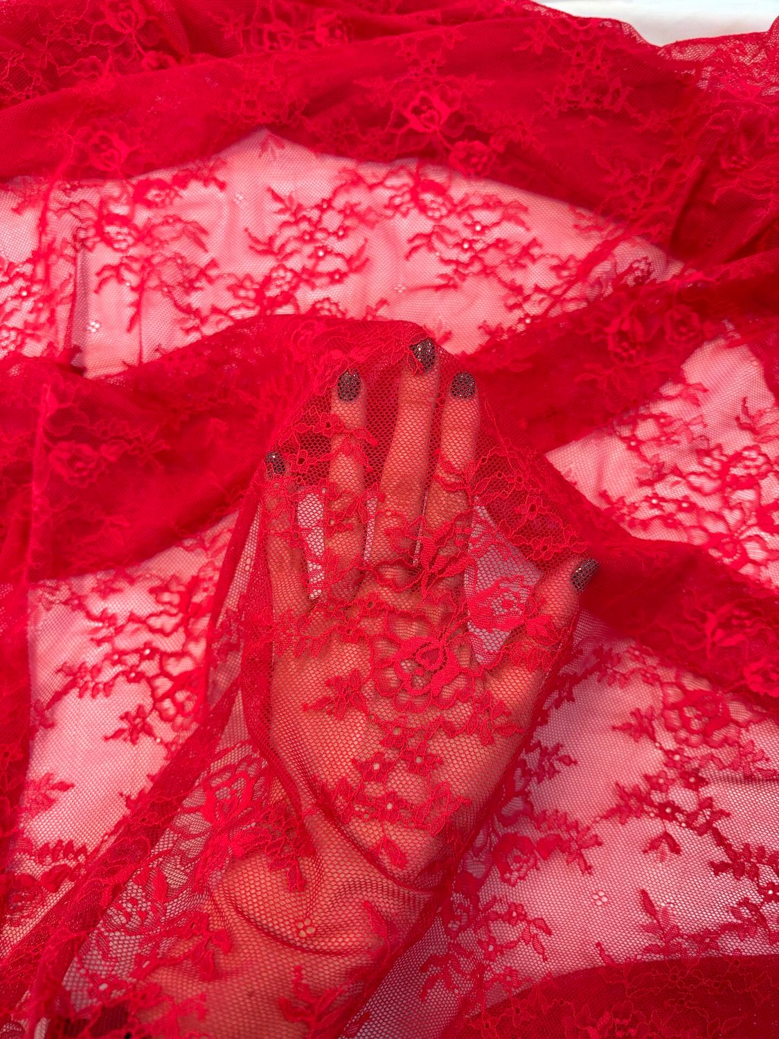 Red Stretch Guipure Lace Fabric 1meter