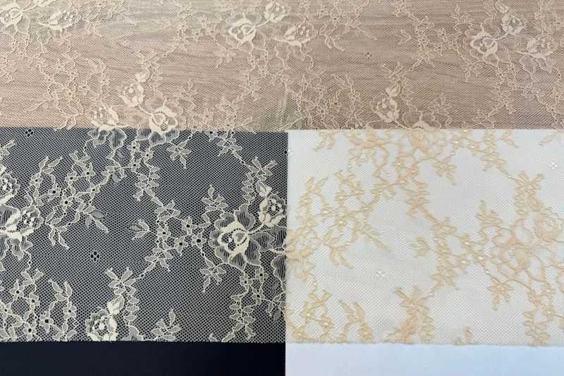 Peach Beige Stretch Guipure Lace Fabric 1meter