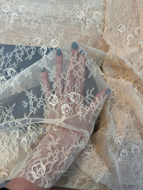 Peach Beige Stretch Guipure Lace Fabric 1meter