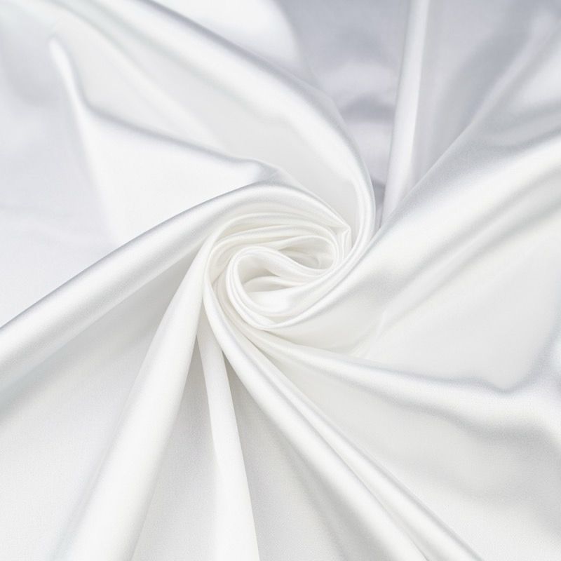 Pure white stretch satin fabric Boselli Segrino for bridal lingerie, 100 cm wide