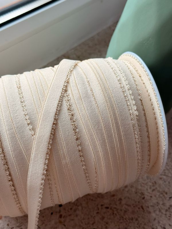 Pearled Ivory picot elastic 14 mm for bra underband sewing, sold by metre