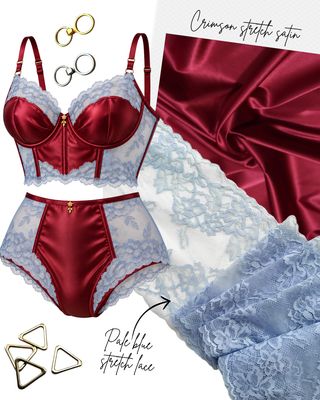Crimson Red Stretch Satin Fabric