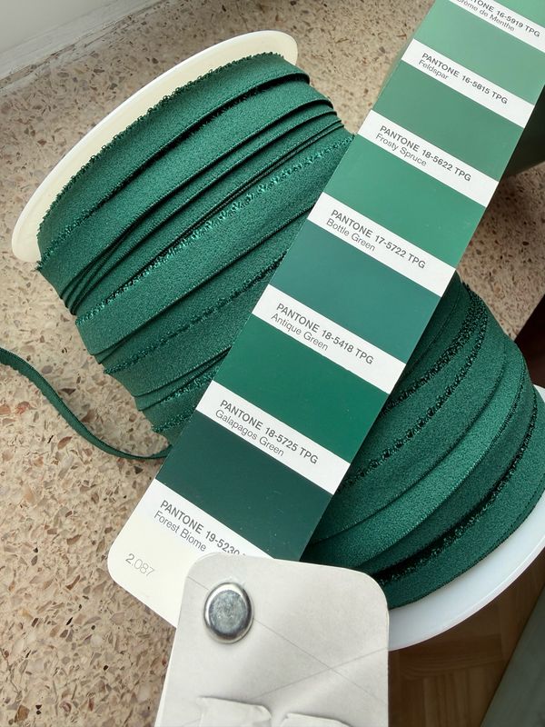 14 mm picot elastic galapagos green plush back lingerie elastic band by metre