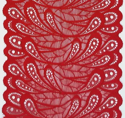red stretch lace trim 18.5 cm wide nylon spandex elastic lingerie lace by the metre