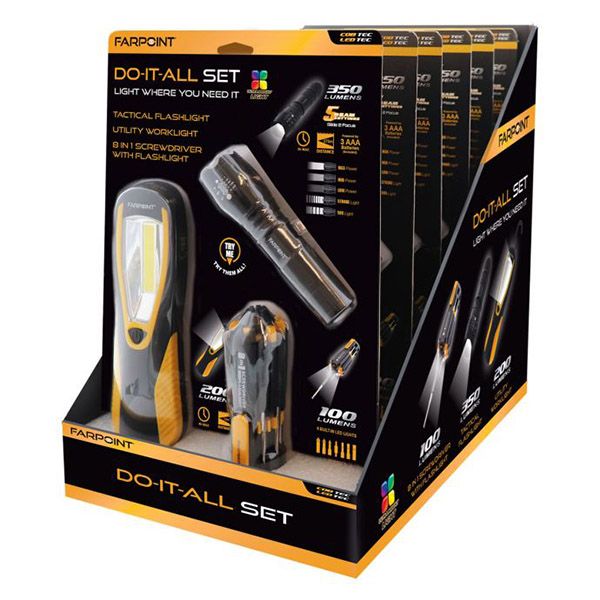 885-0600 - 6dsp - 3pk Do it All Set - ScrewDriverSet/Headlamp/Penlight
