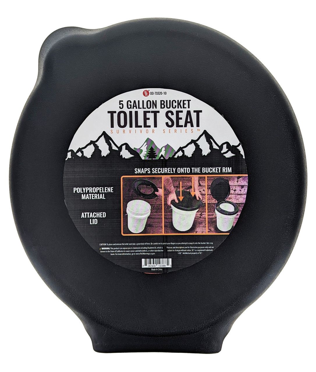 796-0410 - 10pc Dsp Plastic Toilet Seat with Lid - Fits 5 Gallon Bucket