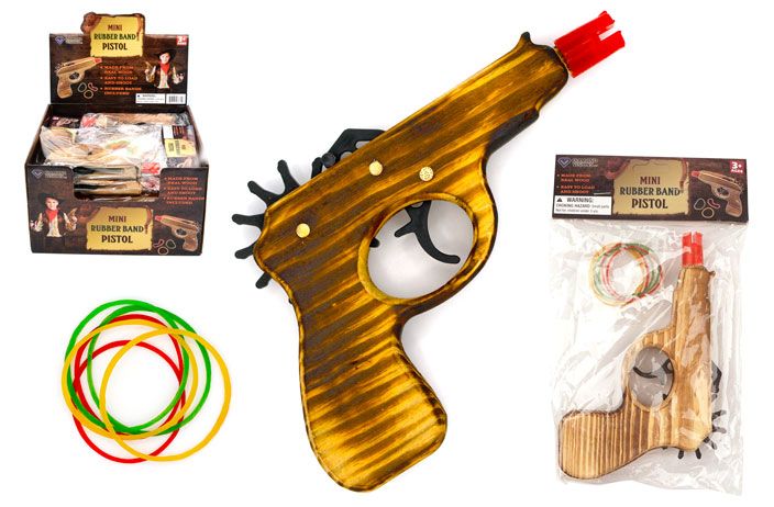 215-3771 - Wooden Rubber Band Gun - Mini Pistol