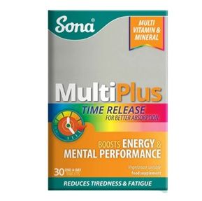 Sona MultiPlus Time Release - Complete Multivitamin & Mineral 30 Capsules