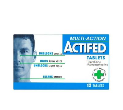 Actifed Syrup 60mg/2.5mg 12 Tablets