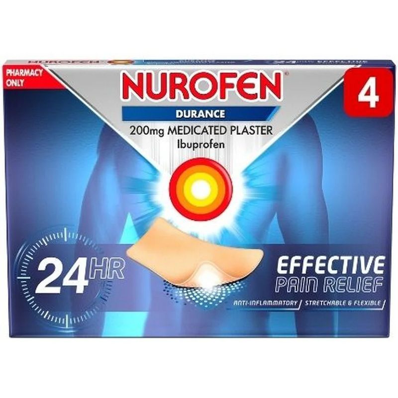 Nurofen Durance Ibuprofen 200mg Medicated Plaster 4's