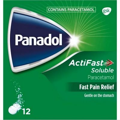 Panadol Actifast Soluble Pain Relief Paracetamol 12 Tablets
