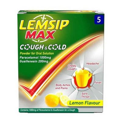Lemsip Max Cough & Cold Lemon Flavour 5 Sachets