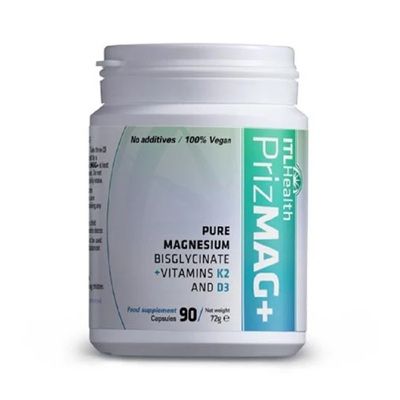 ITL Health PrizMAG+ Pure Magnesium Bisglycinate + Vitamin K2 and D3 90 Capsules