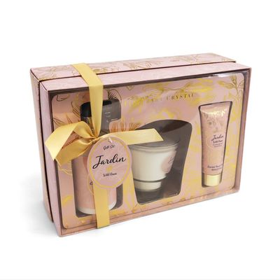 Jardin Wild Roses Candle and Handcream Tube & Pump Gift Set
