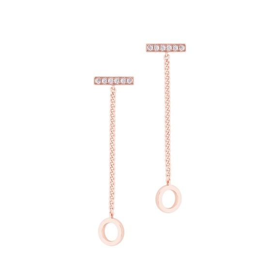 Tipperary Crystal T-Bar Earrings Rose Gold with Chain