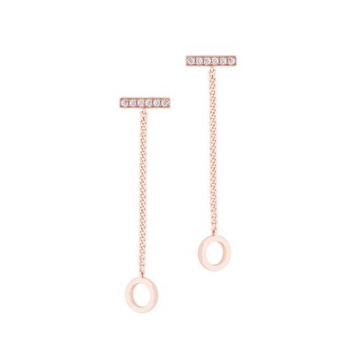 Tipperary Crystal T-Bar Earrings Rose Gold with Chain