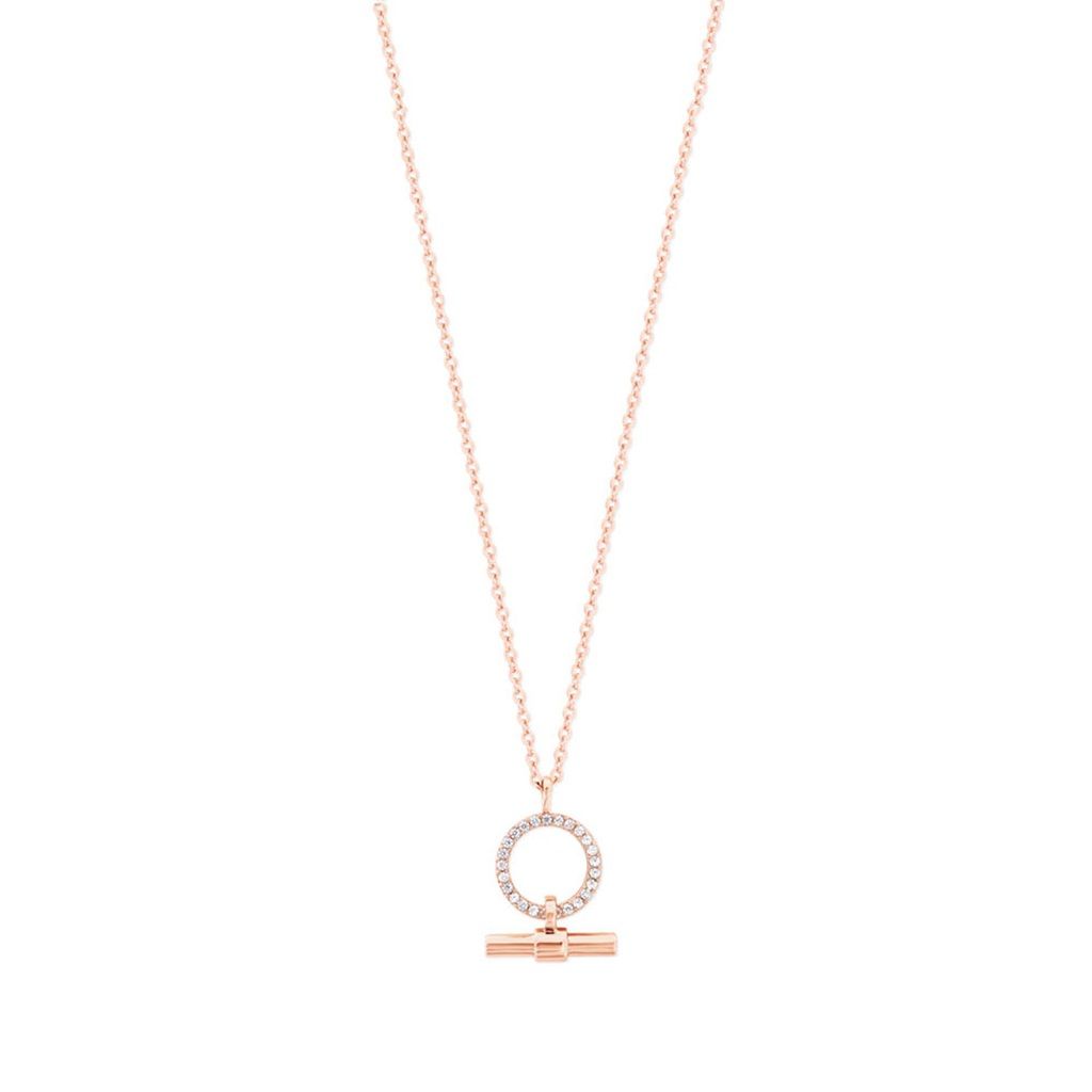 Tipperary Crystal CZ Set Circle & Bar Pendant Rose Gold