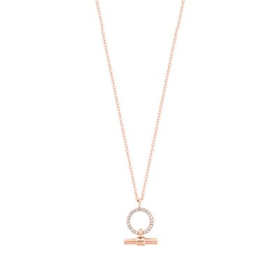 Tipperary Crystal CZ Set Circle & Bar Pendant Rose Gold