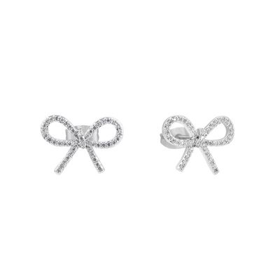 Tipperary Crystal Tc Bow - Cz Bow Earrings Silver