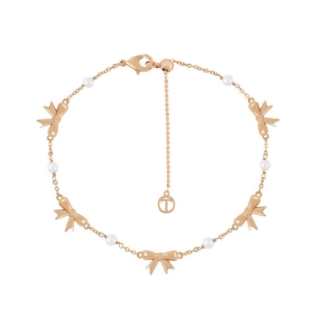 Tipperary Crystal Tc Bow - Pearl & Bow Gold Bracelet