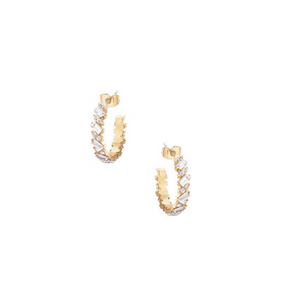 Tipperary Crystal TC Hoop Earrings Emerald Cut Crystals Gold