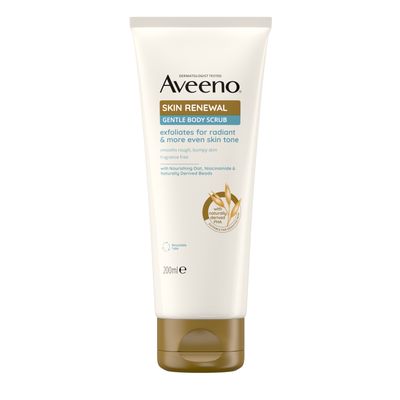 Aveeno Skin Renewal Gentle Body Scrub 200ml cream and gold tube
