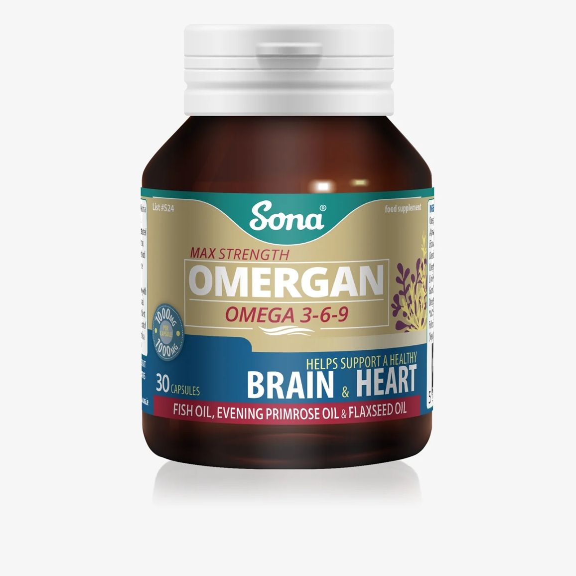 Sona Omergan - Omega 3-6-9 Max Strength Fish Oil 30 Capsules Sona Omergan max strength omega 3-6-9 fish oil 30 capsules tub