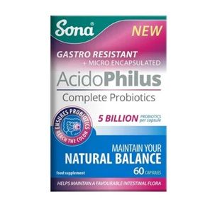 Sona AcidoPhilus Complete - Gastro Resistant + Micro Encapsulated Probiotic 60 Capsules Sona AcidoPhilus Complete - Gastro Resistant + Micro Encapsulated Probiotic 60 Capsules