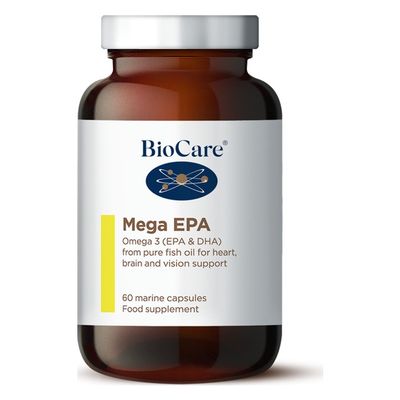 BioCare Mega EPA 60 Capsules BioCare Mega EPA omega 3 fish oil, 60 capsules amber jar