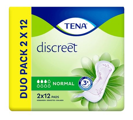 TENA Discreet Normal Incontinence Pads 2 x 12 Pads TENA Discreet Normal Incontinence Pads 2 x 12 Pads