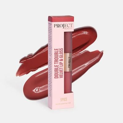 Double Trouble Velvet Lip & Gloss - Spice (4ml) Double Trouble Velvet Lip & Gloss - Spice (4ml)