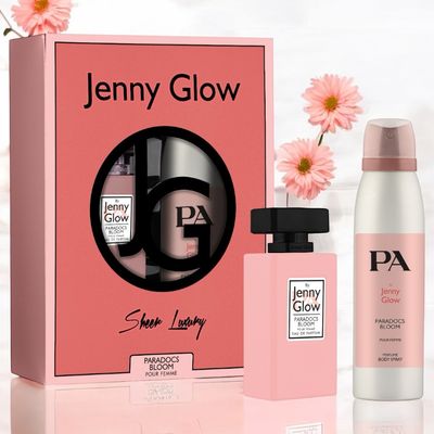 Jenny Glow: Paradocs Bloom 2pc Gift Set - Inspired by Prada Paradox Jenny Glow Paradocs Bloom gift set with 30ml Eau de Parfum and body spray in pink box
