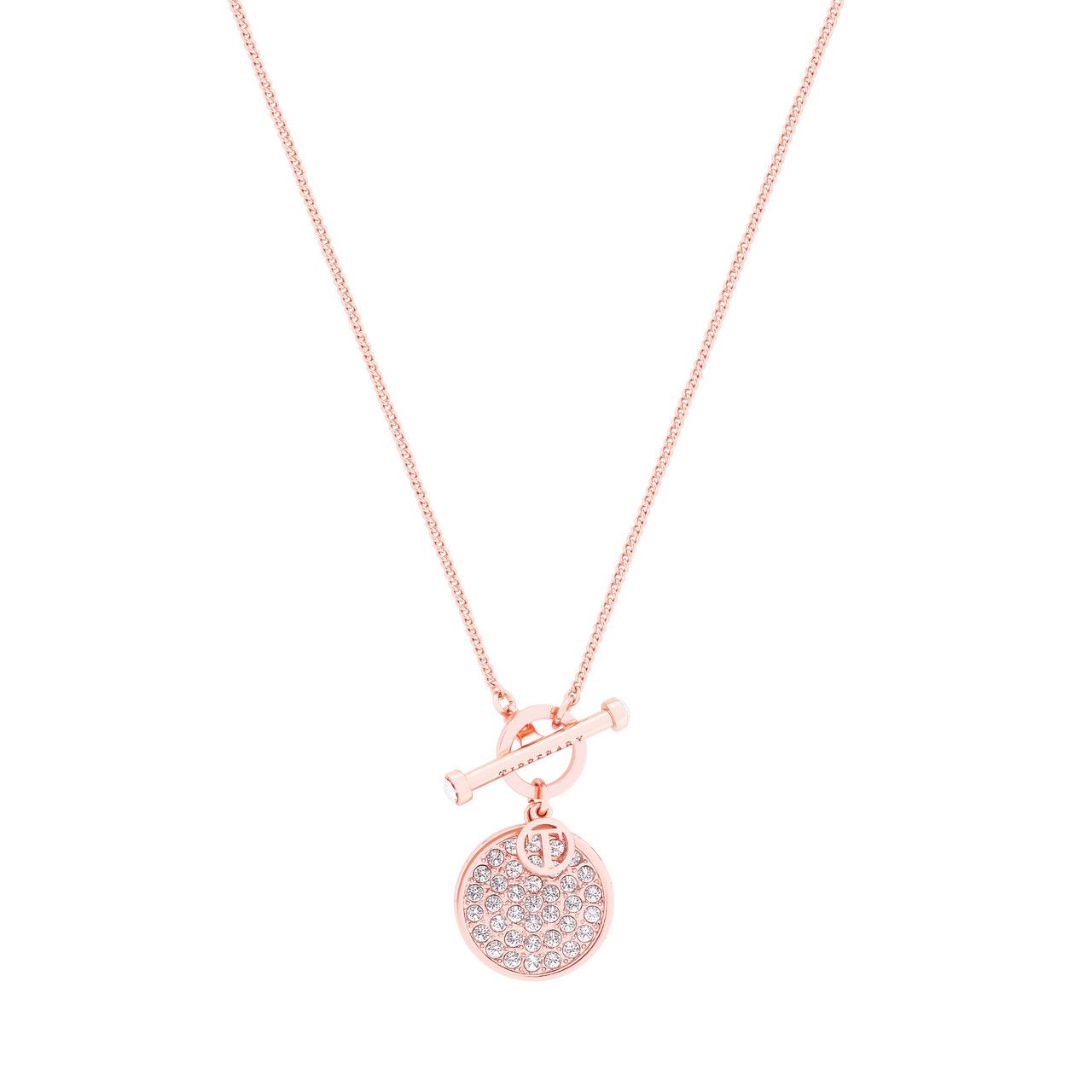 Tipperary Crystal T-Bar Pendant Rose Gold Pave Set Circle Tipperary Crystal T-Bar Pendant Rose Gold Pave Set Circle