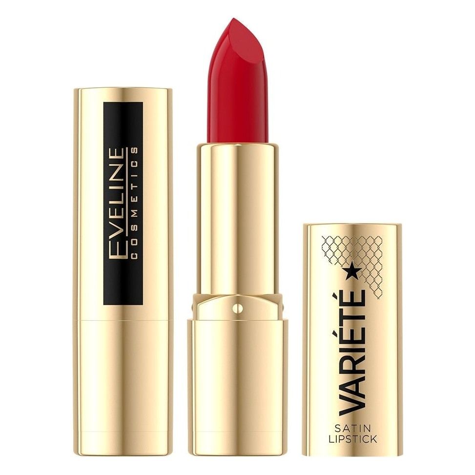 Eveline Cosmetics Variete Satin 06 Lipstick Eveline Variete Satin lipstick 06, red shade, gold case