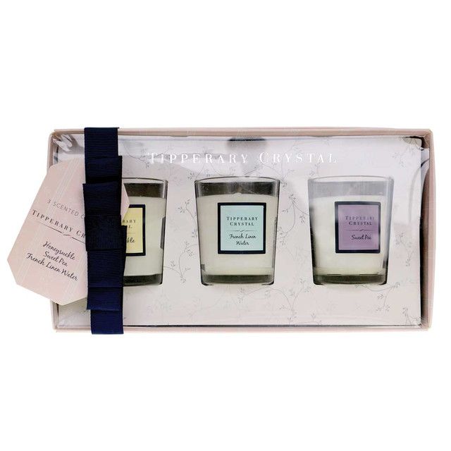 Tipperary Crystal Jardin 3 Mini Candles (Pink Grapefruit/Rosemary/White Tea)