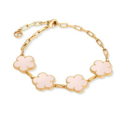 Tipperary Crystal Le Fleur Collection Pink Bracelet 4 Charm Yellow Gold